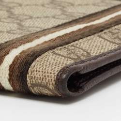Gucci Beige GG Supreme Canvas and Leather Web Bifold Wallet