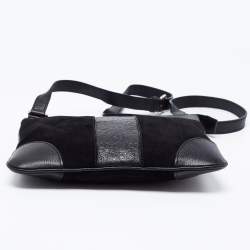 مملوكة مسبقًا Gucci Black Suede and Guccissima Leather Messenger Bag