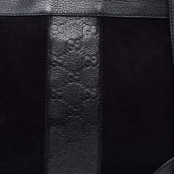 مملوكة مسبقًا Gucci Black Suede and Guccissima Leather Messenger Bag