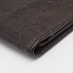 Pre Owned Gucci Dark Brown Guccissima Leather Bifold Wallet