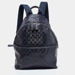 Authentic New Large Black Gucci Coated Canvas Interlocking G Backpack