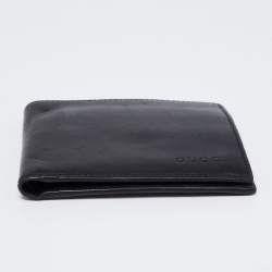 Pre Owned Gucci Black Leather Bifold Wallet 