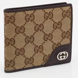 Gucci Beige/Brown GG Canvas and Leather Bifold Wallet