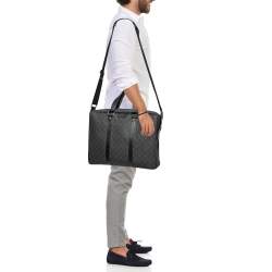 Pre Owned Gucci Black/Grey Guccissima Leather Laptop Bag