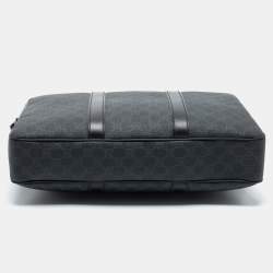 Pre Owned Gucci Black/Grey Guccissima Leather Laptop Bag