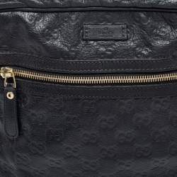 Pre Owned Gucci Black Guccissima Leather Messenger Bag