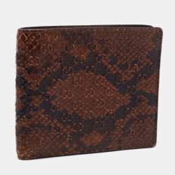 Gucci Brown Microguccissima Python Bifold Wallet