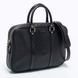 Pre Owned Gucci Black Bright Diamante Leather Briefcase