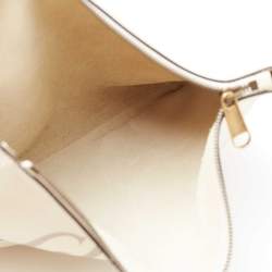 مملوكة مسبقًا Gucci White Leather Logo Print Zip Pouch