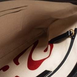 Pre Owned Gucci Beige/Black GG Supreme Canvas And Leather Angry Cat Print Flat Messenger Bag