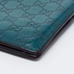 Pre Owned Gucci Green Microguccissima Leather Bifold Wallet