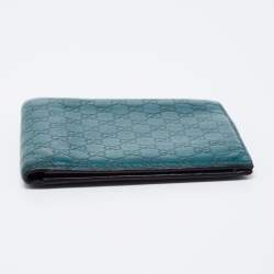 Pre Owned Gucci Green Microguccissima Leather Bifold Wallet