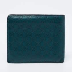 Pre Owned Gucci Green Microguccissima Leather Bifold Wallet