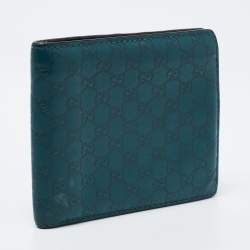 Pre Owned Gucci Green Microguccissima Leather Bifold Wallet