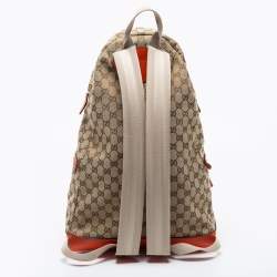 مملوكة مسبقًا Gucci X The North Face Beige/Orange GG Canvas And Leather Backpack