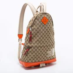 مملوكة مسبقًا Gucci X The North Face Beige/Orange GG Canvas And Leather Backpack