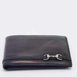 Gucci Black Leather Horsebit Bifold Wallet