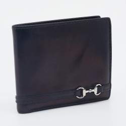 Gucci Black Leather Horsebit Bifold Wallet