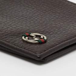 Gucci Brown Leather Web Interlocking G Bifold Wallet