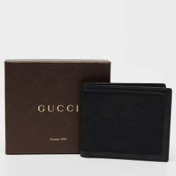 Gucci Black GG Canvas and Leather Bifold Wallet