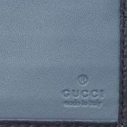 Pre Owned Gucci Navy Blue Microguccissima Leather Bifold Wallet