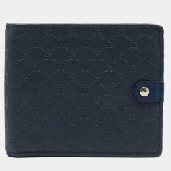 Pre Owned Gucci Navy Blue Microguccissima Leather Bifold Wallet