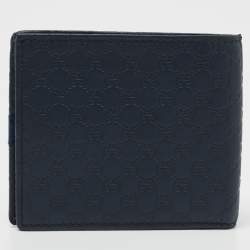 Pre Owned Gucci Navy Blue Microguccissima Leather Bifold Wallet
