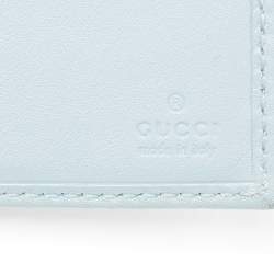 Pre Owned Gucci Blue Guccissima Leather Web Bifold Wallet