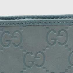 Pre Owned Gucci Blue Guccissima Leather Web Bifold Wallet