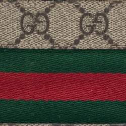 Gucci Beige GG Supreme Canvas Web Bifold Wallet 