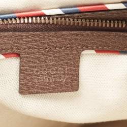 Pre Owned Gucci Beige/Brown Embroidered GG Supreme Canvas Medium Courrier Flat Messenger Bag