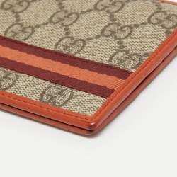 Gucci Beige/Orange GG Supreme Canvas Web Bifold Wallet
