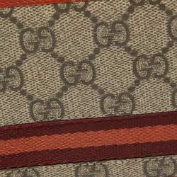 Gucci Beige/Orange GG Supreme Canvas Web Bifold Wallet