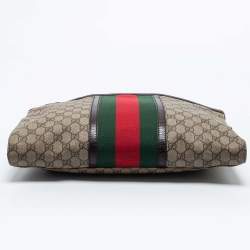 Gucci Brown/Beige GG Supremes Canvas and Leather Web Business Briefcase Bag