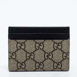 Gucci Beige/Black GG Supreme Canvas and Leather Kingsnake Card Holder