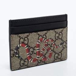 Gucci Beige/Black GG Supreme Canvas and Leather Kingsnake Card Holder