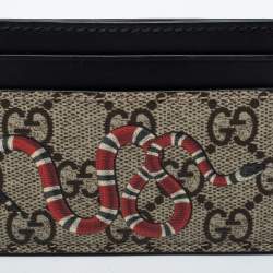 Gucci Beige/Black GG Supreme Canvas and Leather Kingsnake Card Holder
