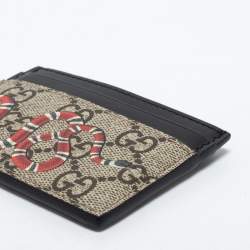 Gucci Beige/Black GG Supreme Canvas and Leather Kingsnake Card Holder
