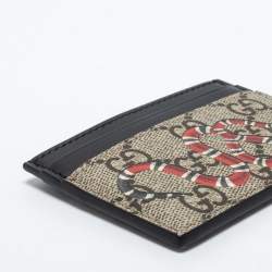Gucci Beige/Black GG Supreme Canvas and Leather Kingsnake Card Holder