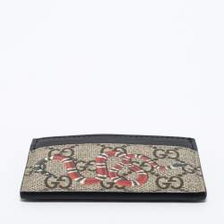Gucci Beige/Black GG Supreme Canvas and Leather Kingsnake Card Holder