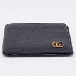 Pre Owned Gucci Black Leather GG Marmont Bifold Wallet