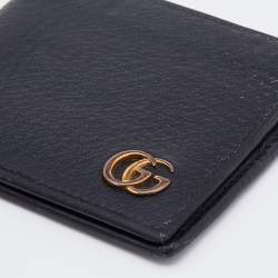 Pre Owned Gucci Black Leather GG Marmont Bifold Wallet
