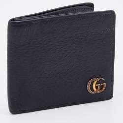 Pre Owned Gucci Black Leather GG Marmont Bifold Wallet
