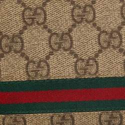 Gucci Beige/Dark Brown GG Supreme Canvas Web Bifold Wallet