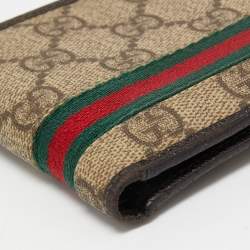 Gucci Beige/Dark Brown GG Supreme Canvas Web Bifold Wallet