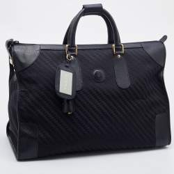 Pre Owned Gucci Black Canvas and Leather Vintage Travel Duffle Bag