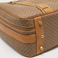 Pre Owned Gucci Beige/Tan GG Coated Canvas and Leather Suitcase