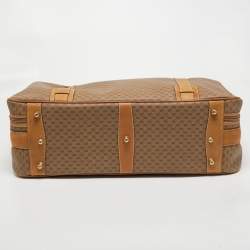 Pre Owned Gucci Beige/Tan GG Coated Canvas and Leather Suitcase
