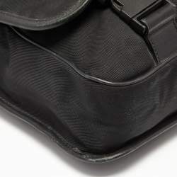 Pre Owned Gucci Black Nylon and Leather Web Double Lock Messenger Bag