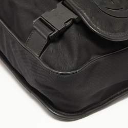Pre Owned Gucci Black Nylon and Leather Web Double Lock Messenger Bag
